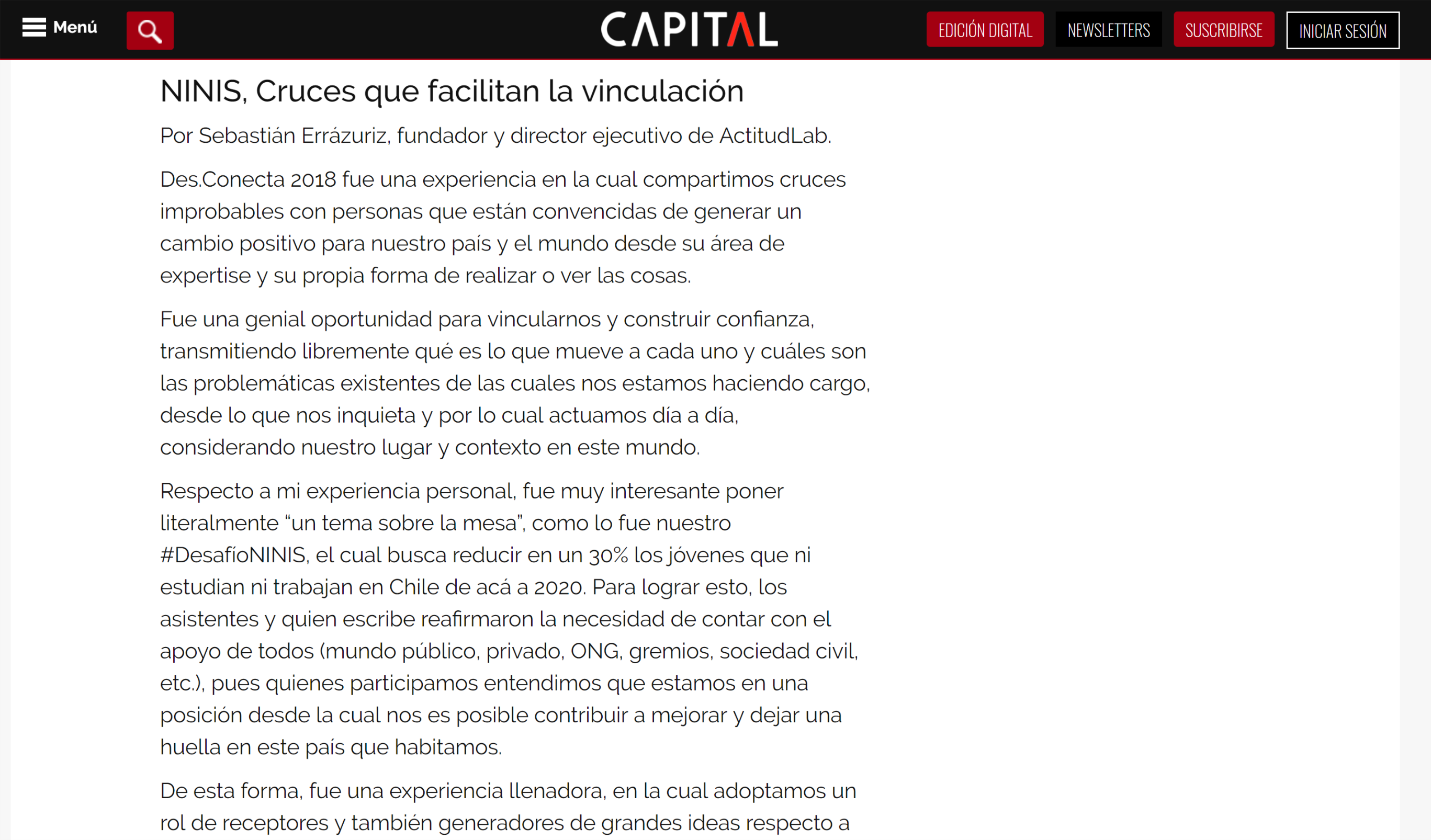 des.Conecta, Revista Capital - Octubre 2018