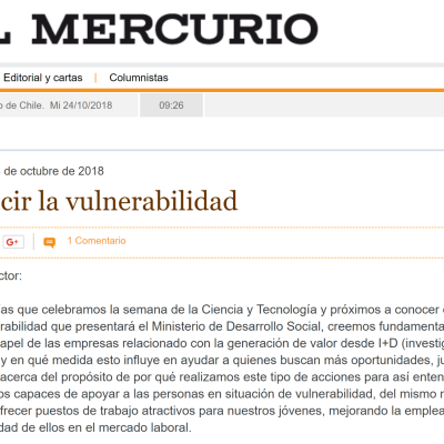Carta al Director, El Mercurio - Octubre 2018